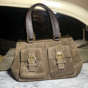 Brown Suede Coach Handbag
